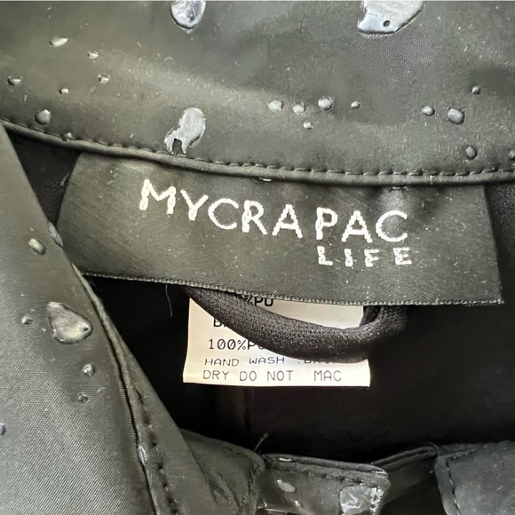 Women’s MYCRA PAC Raindrops Charcoal/black Rain coat with hood in size XL - Picture 3 of 11